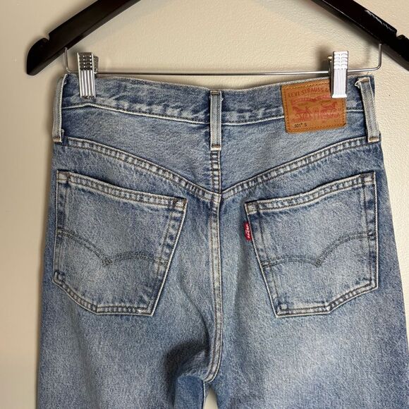 Levi's 501 S White Oak Cone Denim Skinny Jeans with Distressed Details size 26 - Picture 9 of 14